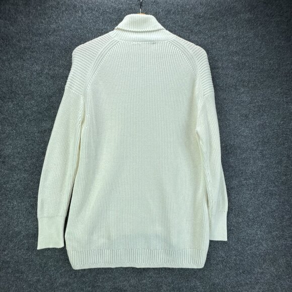 J Crew Sweater Womens Small Pullover Ivory Turtleneck Cotton Cashmere Relaxed - Picture 4 of 14